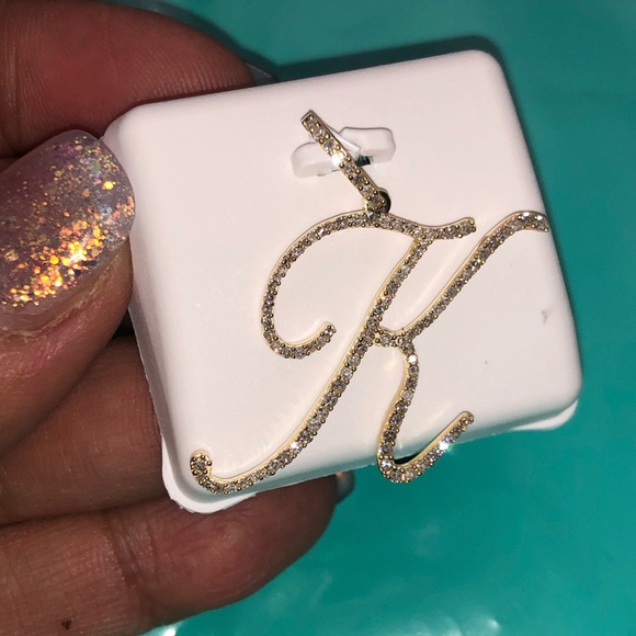 10k REAL GOLD REAL GENUINE DIAMOND K initial Pendant FREE APPRAISAL BLACK FRIDAY - Picture 12 of 15